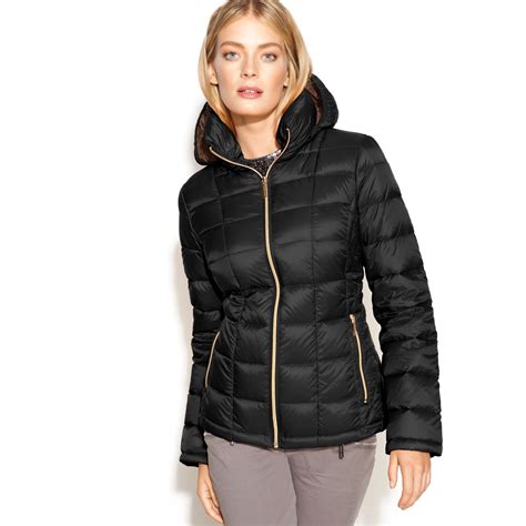 where to find michael kors hooded puffer jacket size medium|Michael Kors packable puffer jacket.